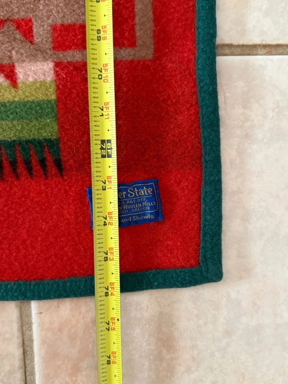 VTG Pendleton Beaver State Wool Blanket Chief Joseph Arrowhead Red Green 76x54
